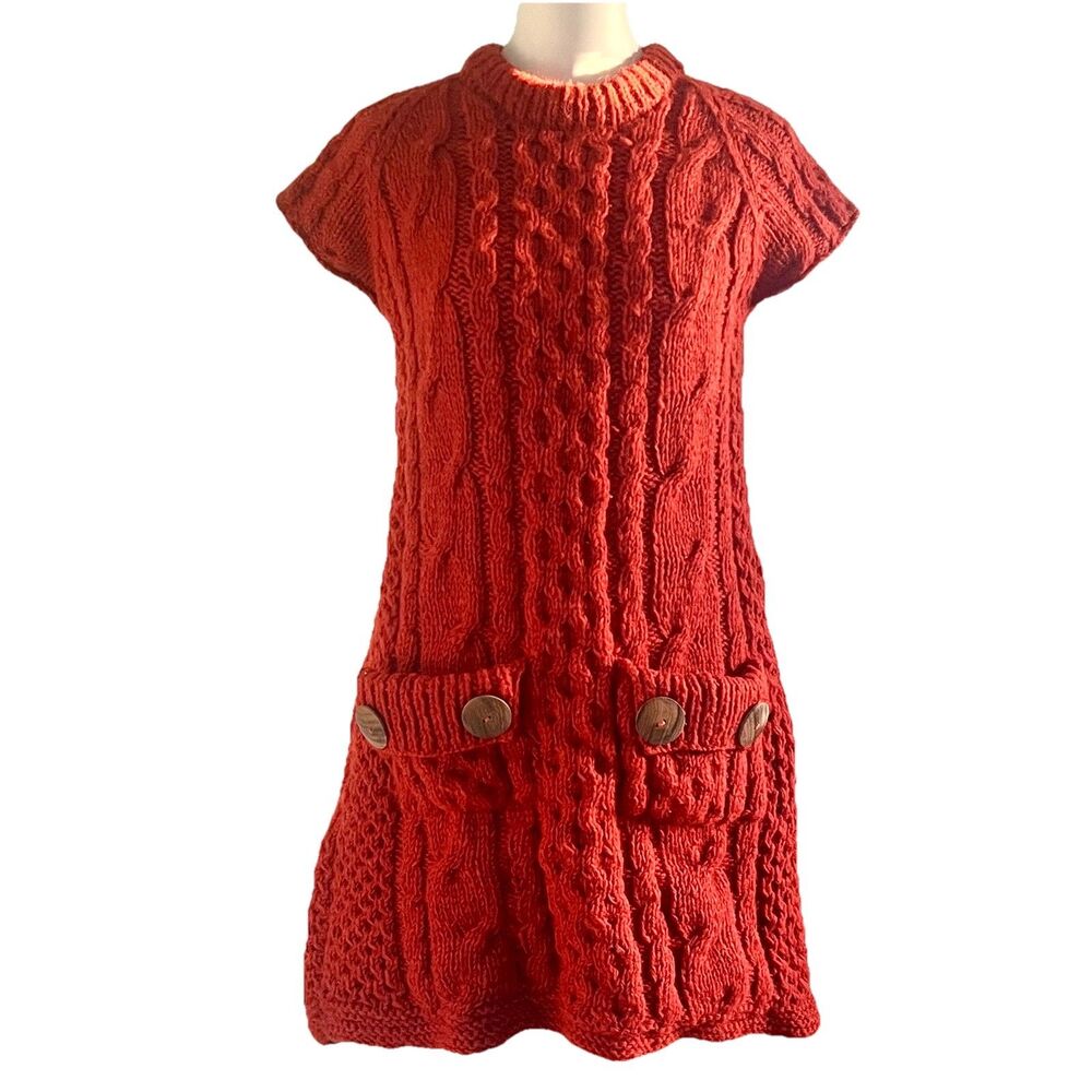 Himalayan Mountain Jacket 100% Wool Handmade Burnt Orange Dress Womens sz M